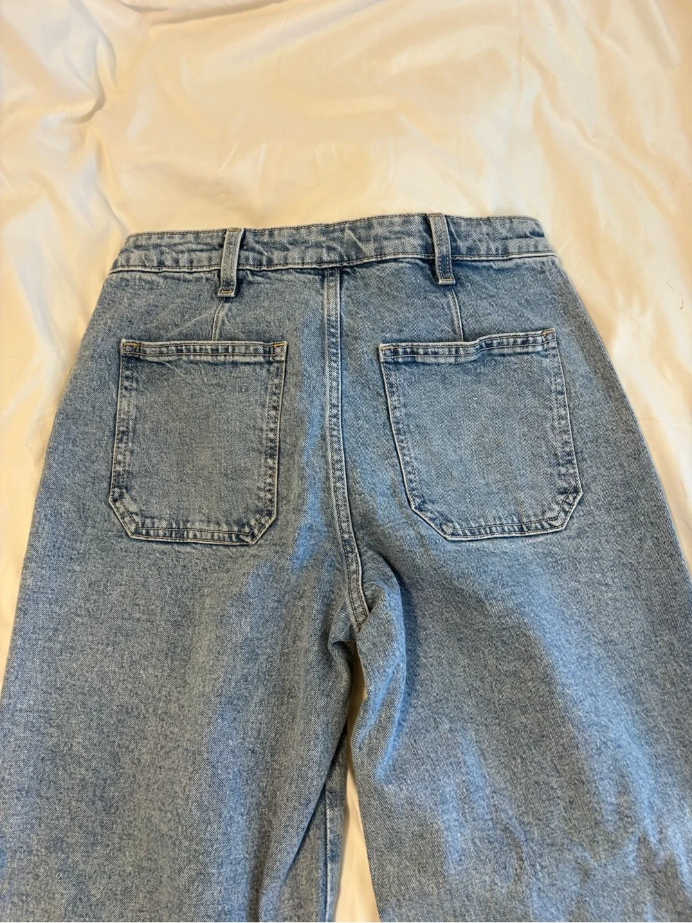 Wide Leg High-Rise girls Jeans in Light Blue Denim